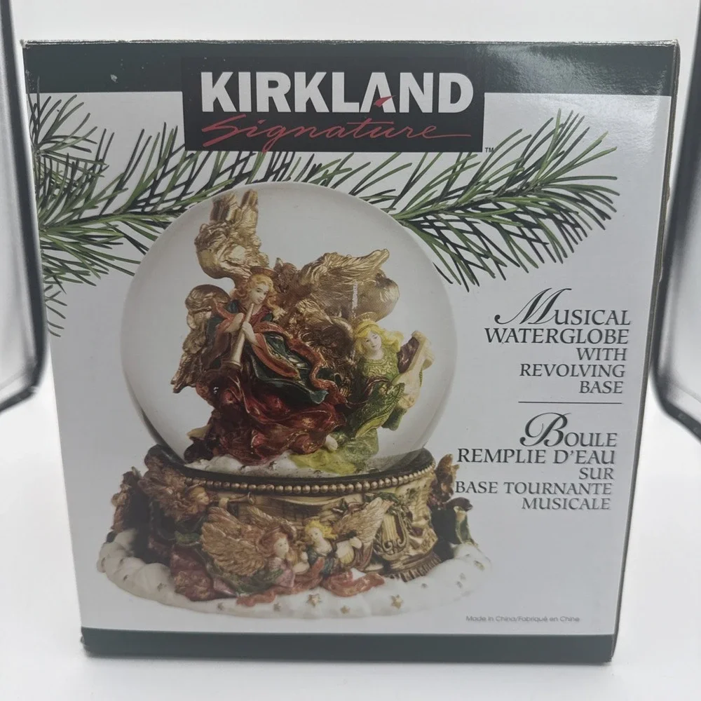Kirkland Christmas Musical Waterglobe Revolving Base Snow Globe Hark Angel Works